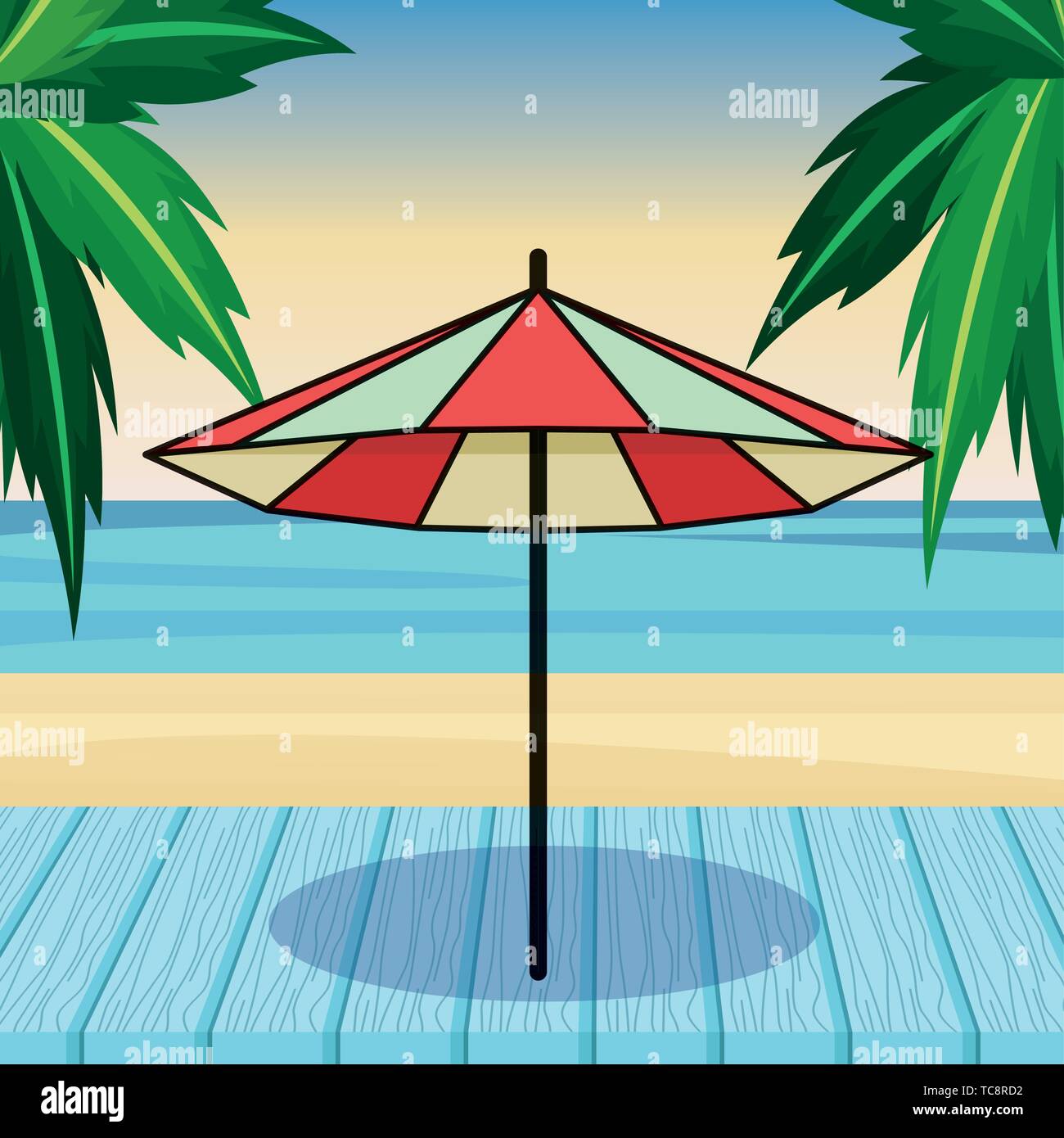 beach striped umbrella open cartoon Stock Vector Image \u0026 Art - Alamy, image size:1300x1390