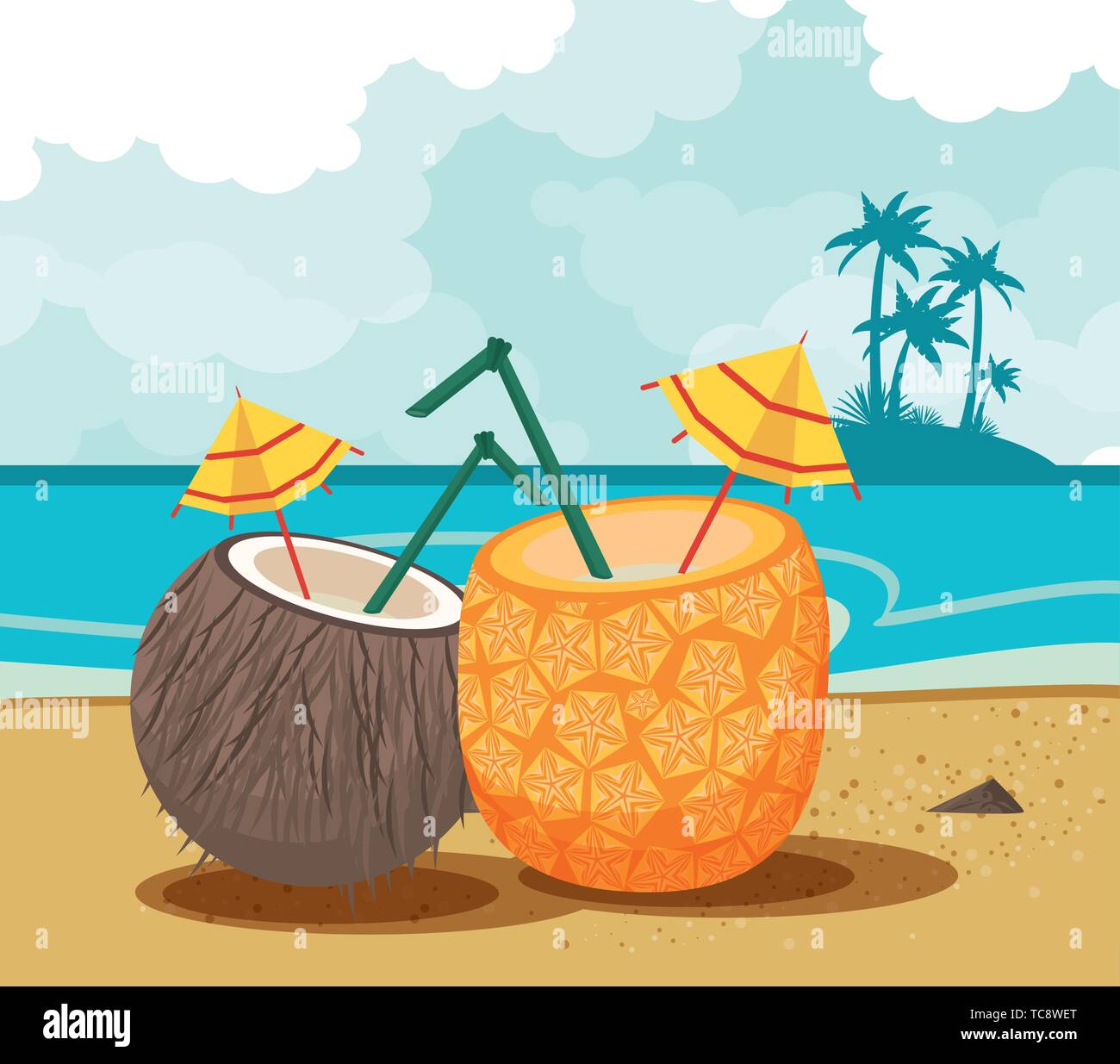 Summer Drinks And Cocktails Cartoons Stock Vector Image Art Alamy