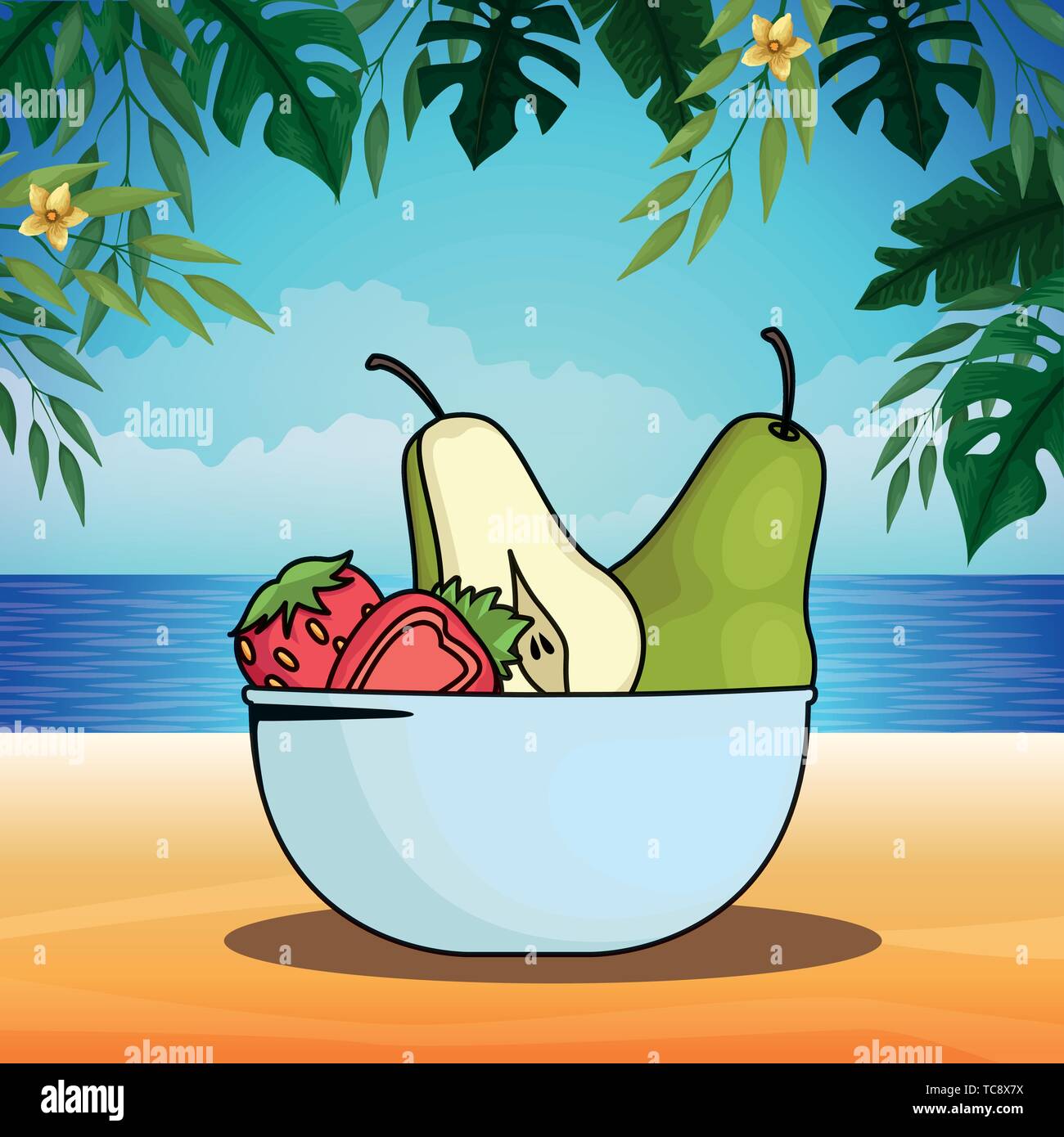 Fresh fruits in bowl cartoon Stock Vector Image & Art Alamy