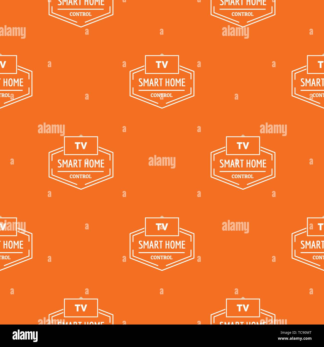 Smart house pattern vector orange Stock Vector