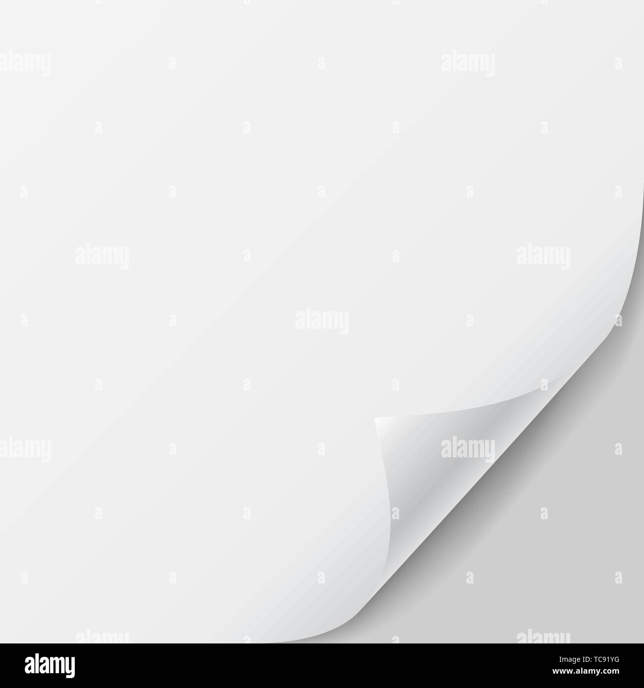 Realistic illustration of a sheet of paper with folded corner and space