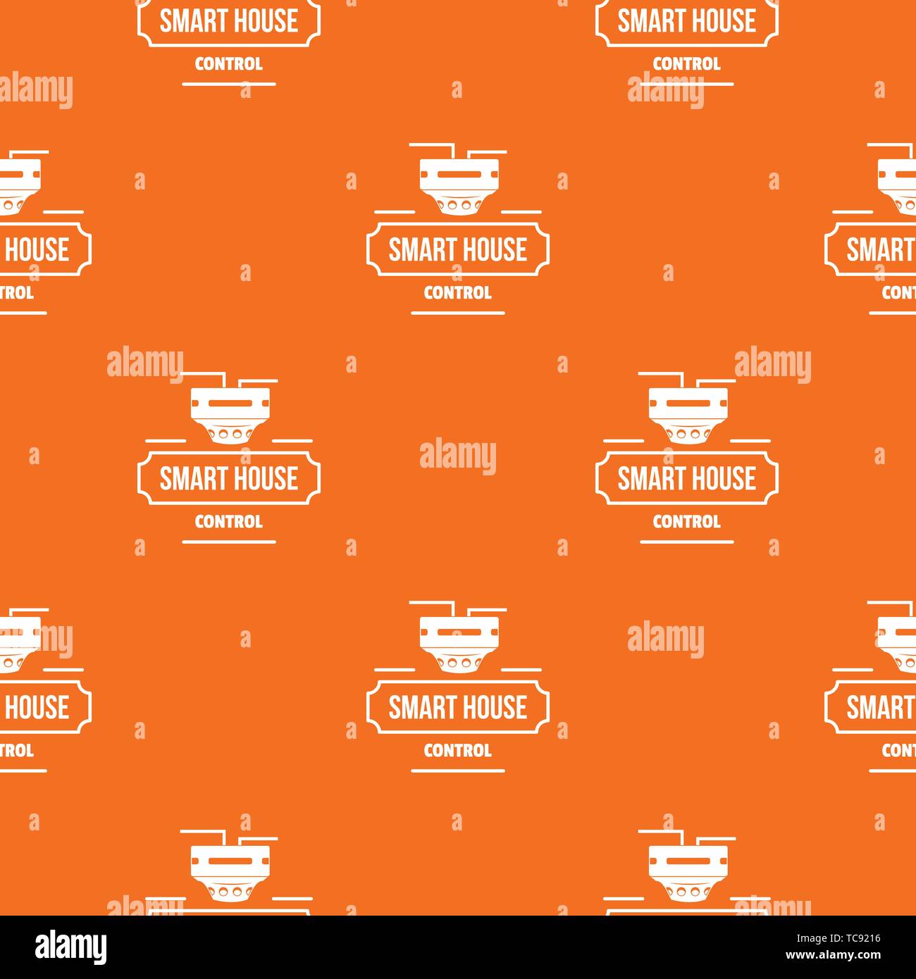 Smart house pattern vector orange Stock Vector