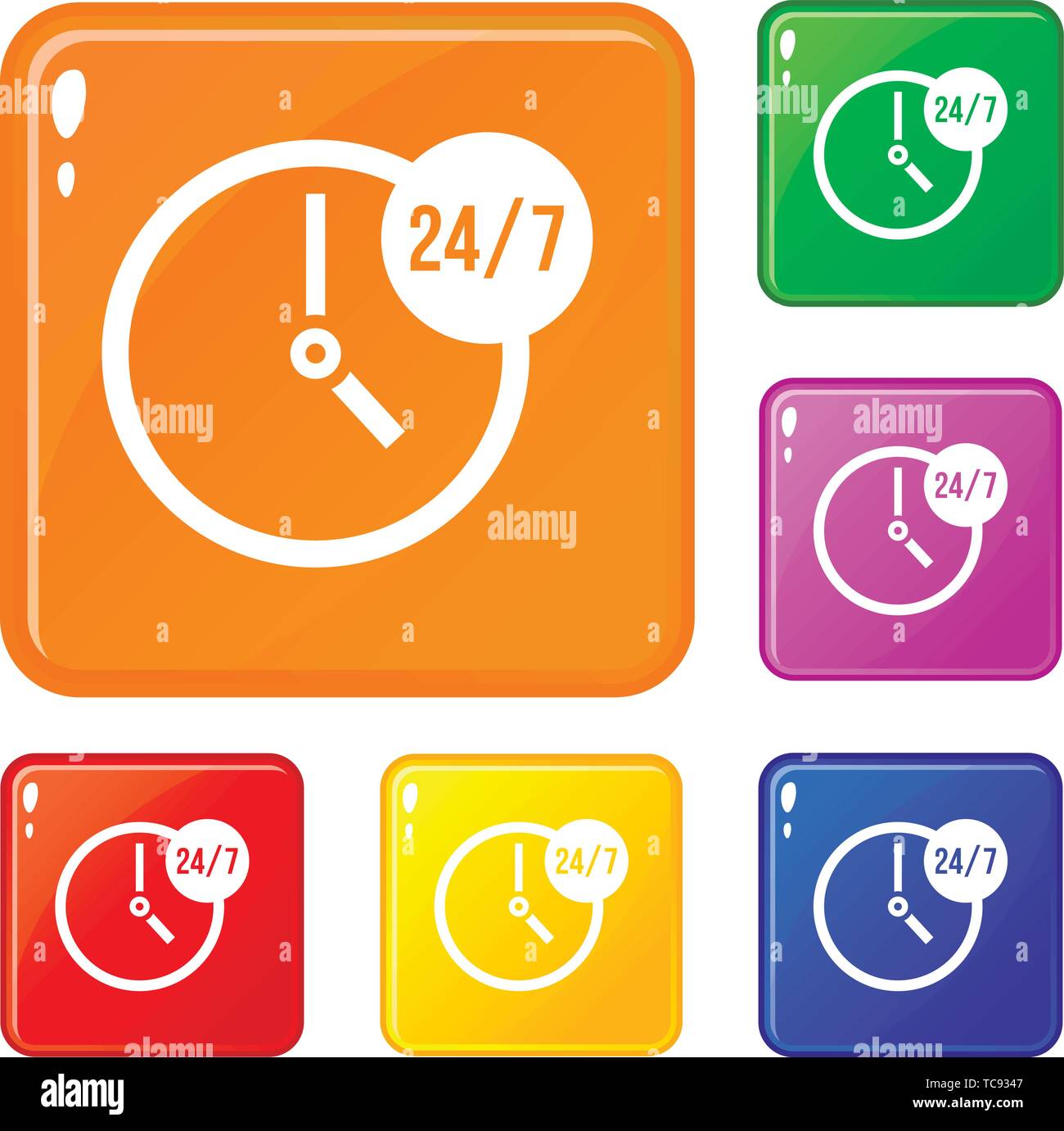 Clock 24 7 icons set vector color Stock Vector Image & Art - Alamy