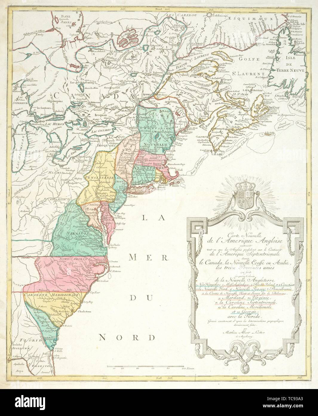 United states map 1776 hi res stock - Carte Nouvelle De Lamerique Angloise Contenant Tout Ce Que Les Anglois Possedent Sur Le Continent De Lamerique Septentrionale Voir Le Canada La TC93A3 