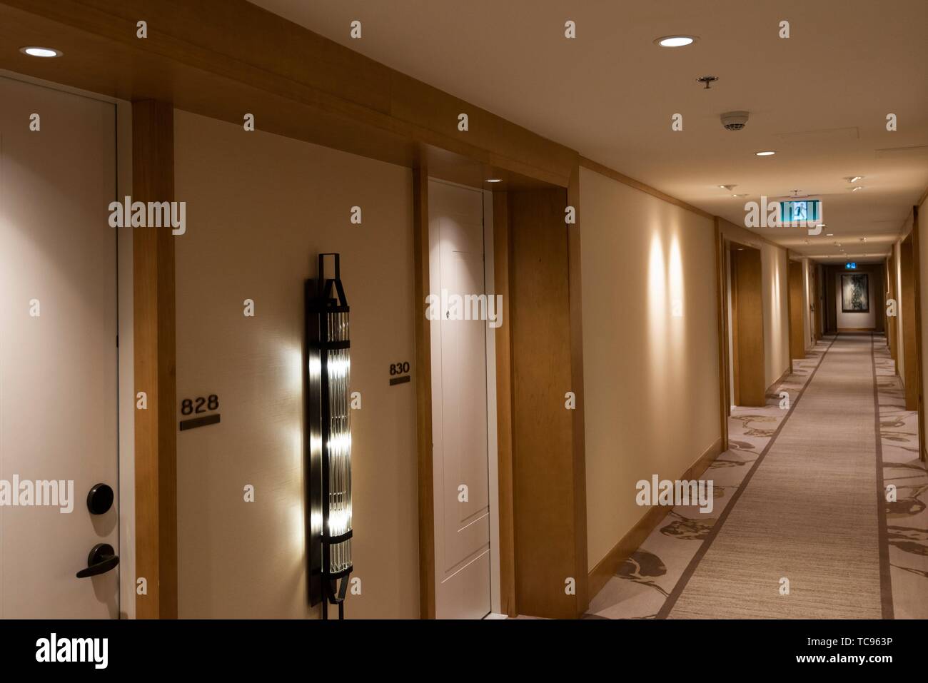 hotel corridor, Vancouver, BC, Canada. Stock Photo