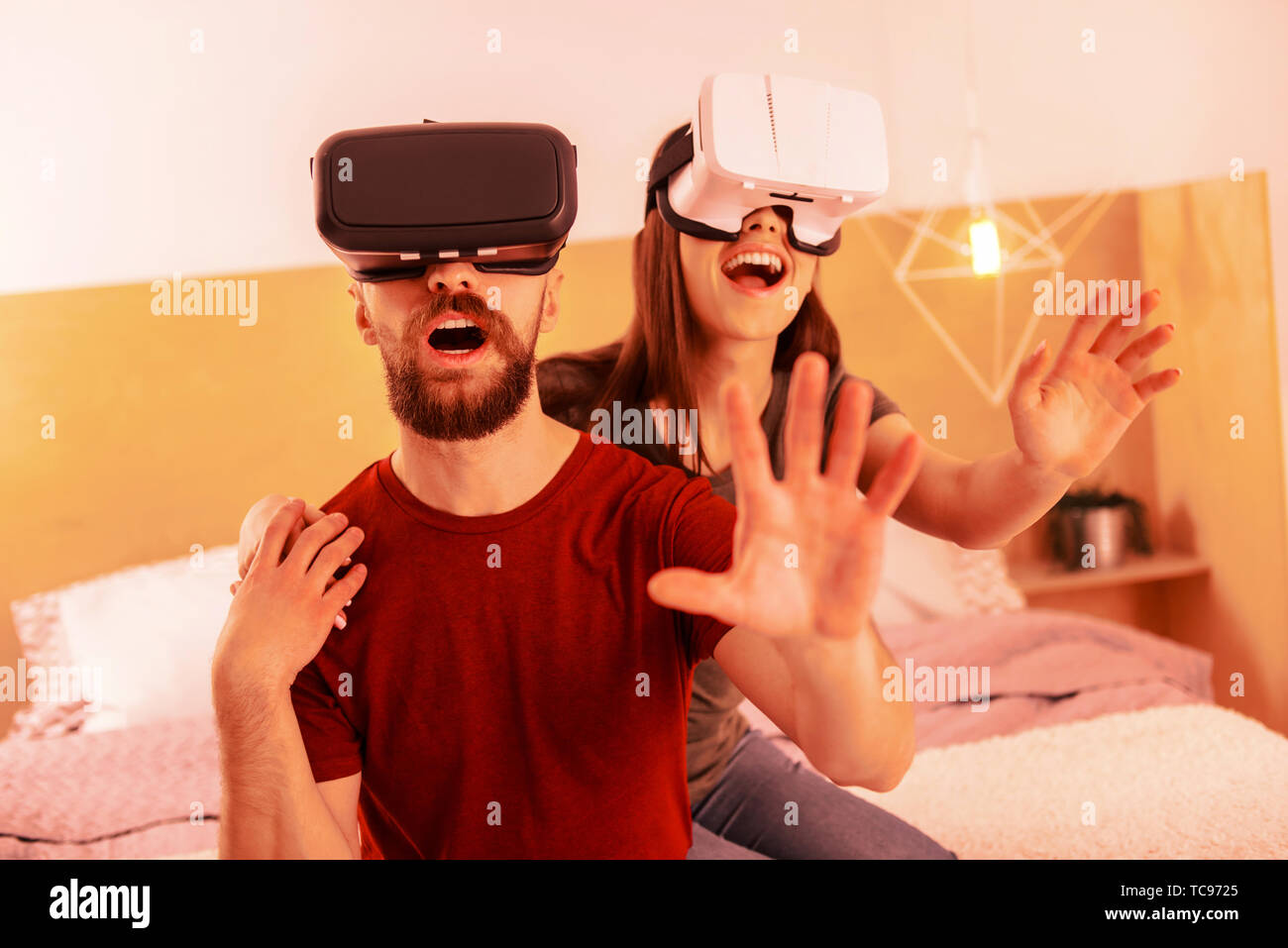 Funny Couple Playing Virtual Games At Home Stock Photo Alamy funny-couple-playing-virtual-games-at-home-stock-photo-alamy