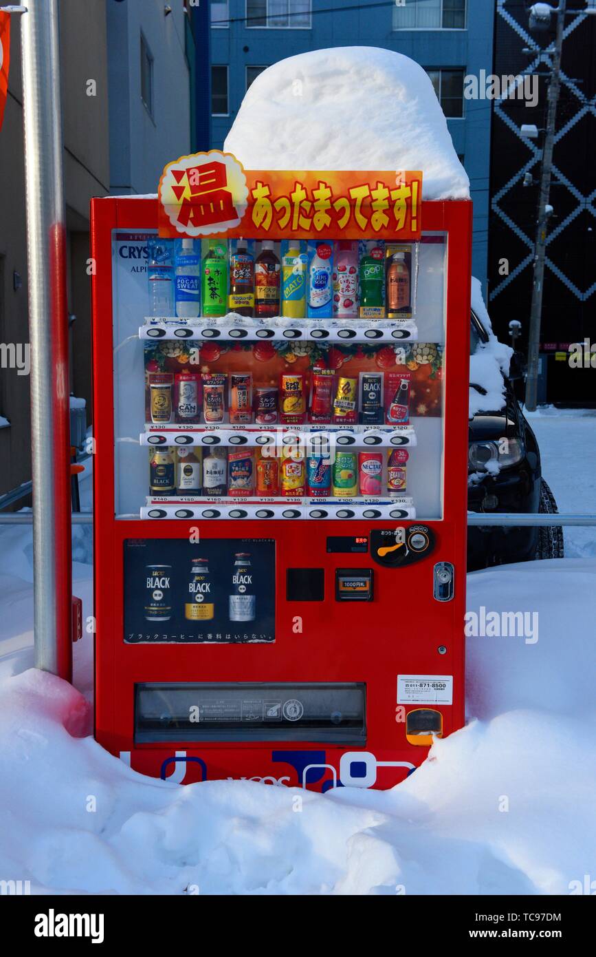 Drink vending machine, Hokkaido island, Japan, Asia. Stock Photo