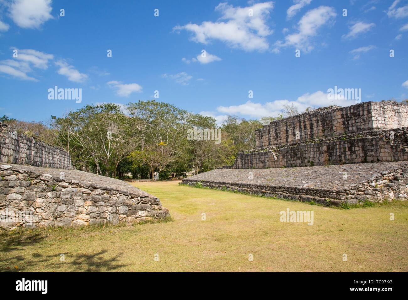 Ballcourt, Ek Balam, Yucatec-Mayan Archaeological Site, Yucatan, Mexico Stock Photo