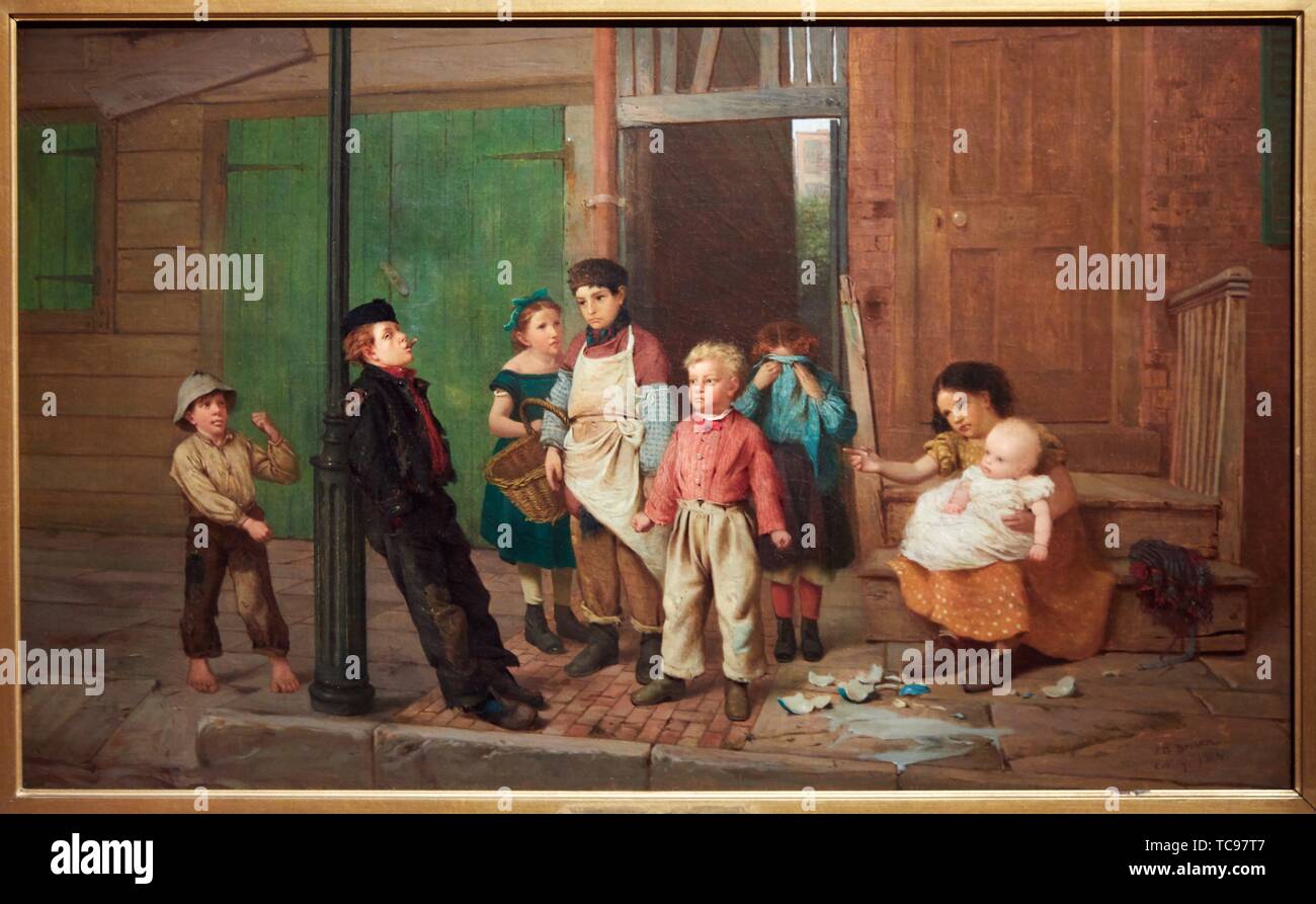 '''The Bully of the Neighbourhood'', 1866, John George Brown, Thyssen Bornemisza Museum, Madrid, Spain, Europe Stock Photo