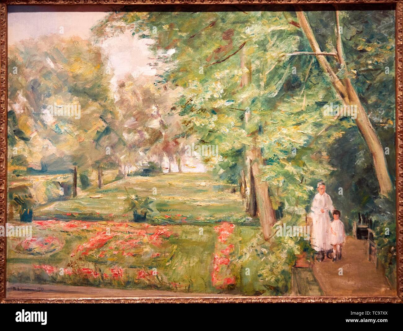 '''The Artist's Granddaughter with the Governess in the Wannsee Garden'', 1923, Max Liebermann, Thyssen Bornemisza Museum, Madrid, Spain, Europe Stock Photo