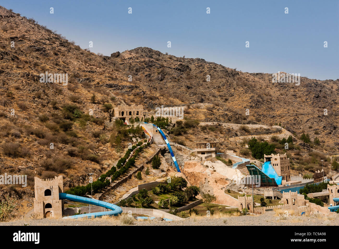 The Taif Water Amusement park in the mountains near Taif, Saudi Arabia Stock Photo