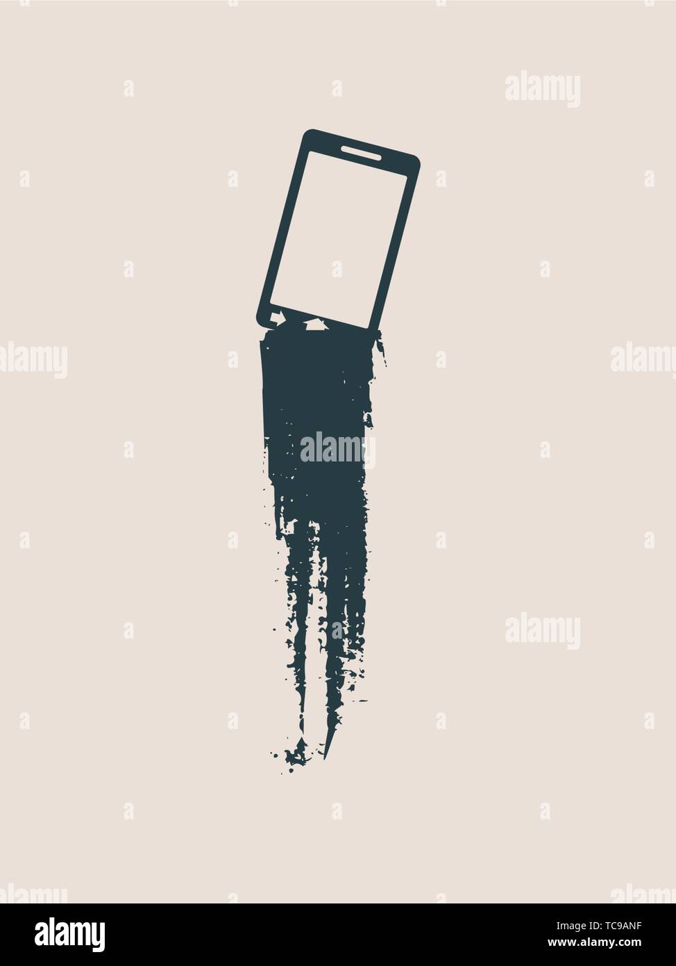 Smart phone icon and brush stroke Stock Vector Image & Art - Alamy