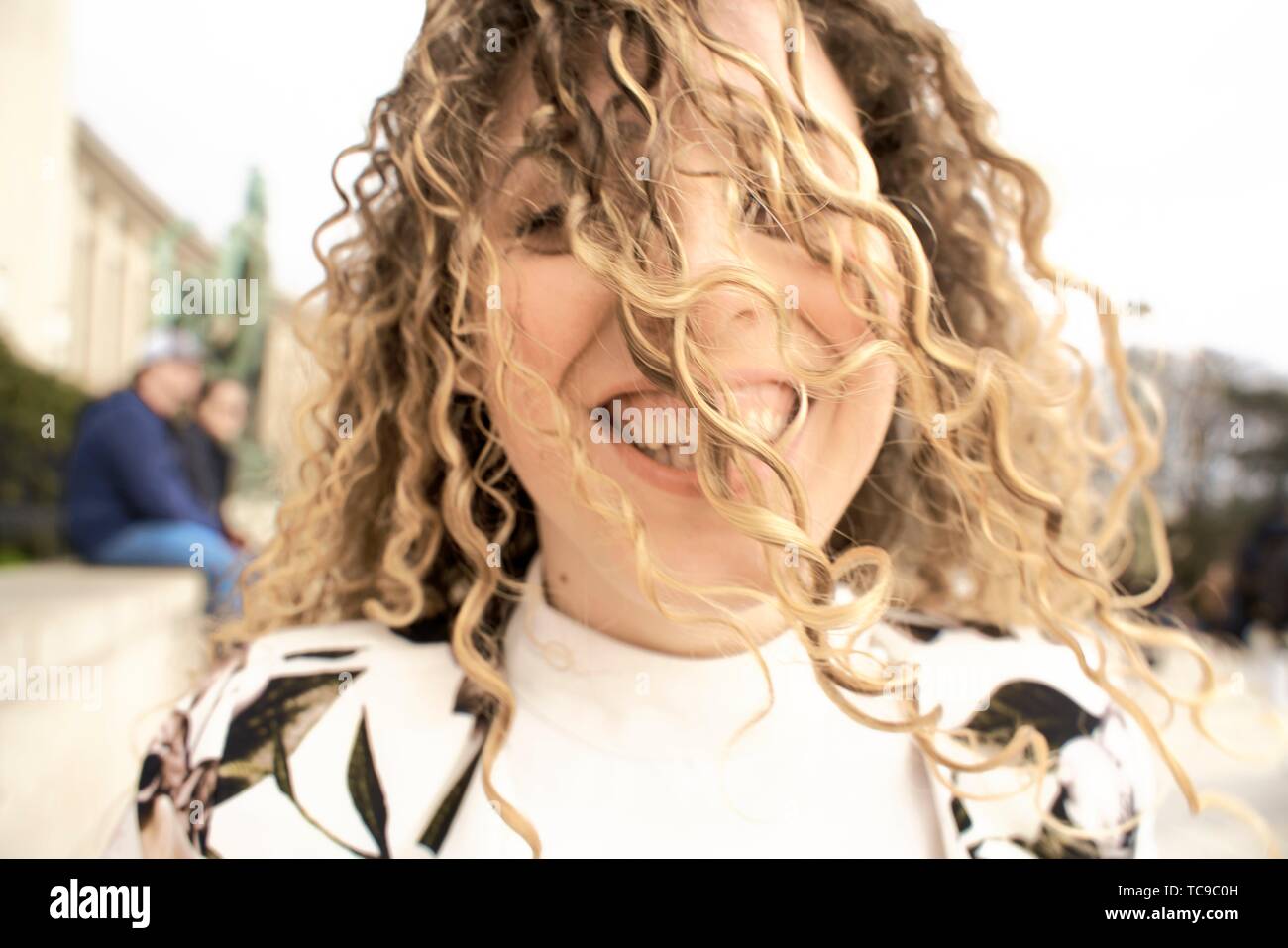 Woman With Tousled Hair In Paris France Stock Photo 248528017