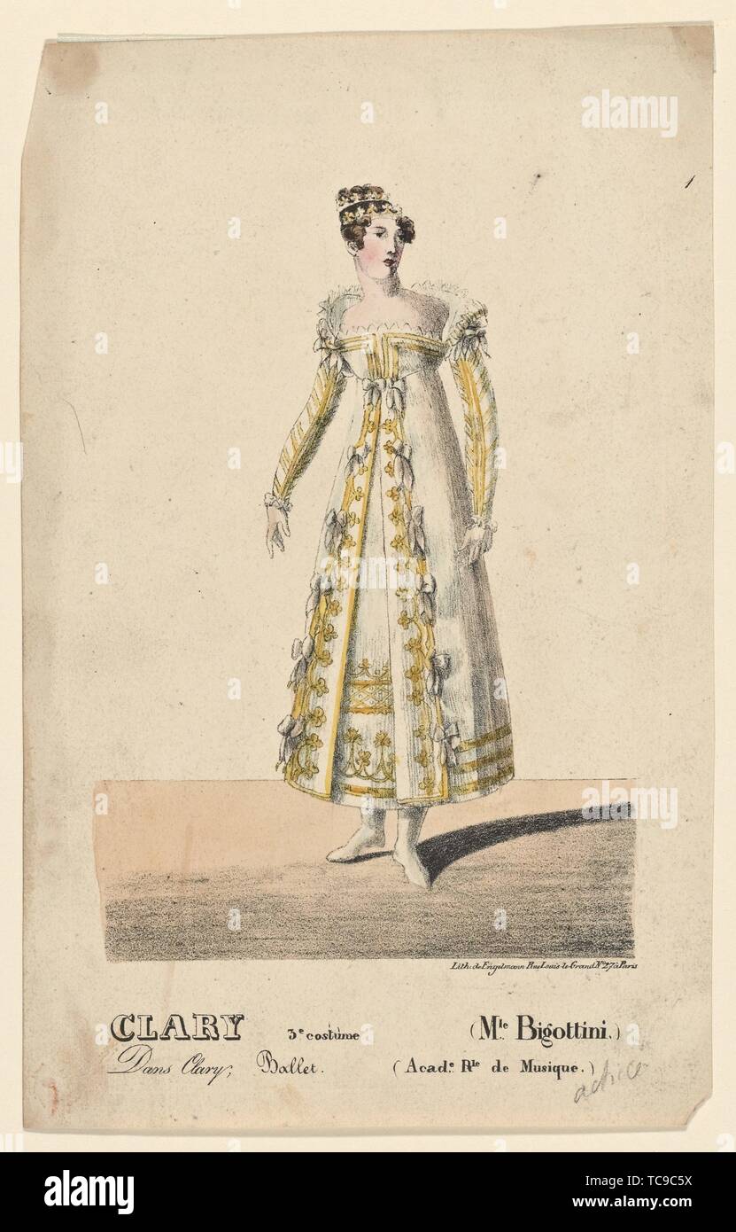 Clary 3e costume (Mle Bigottini.). Additional title: Clari. Bigottini, Emilie, 1784-1858 Engelmann, G. (Godefroy), 1788-1839. Prints depicting dance Stock Photo