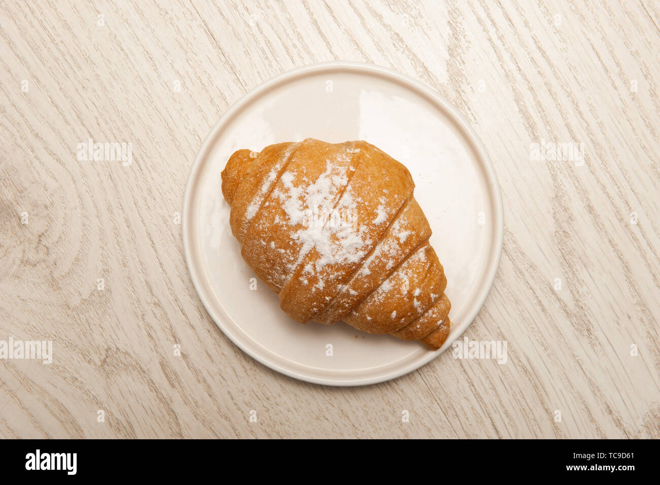 Croissants on a plate. Top view Stock Photo