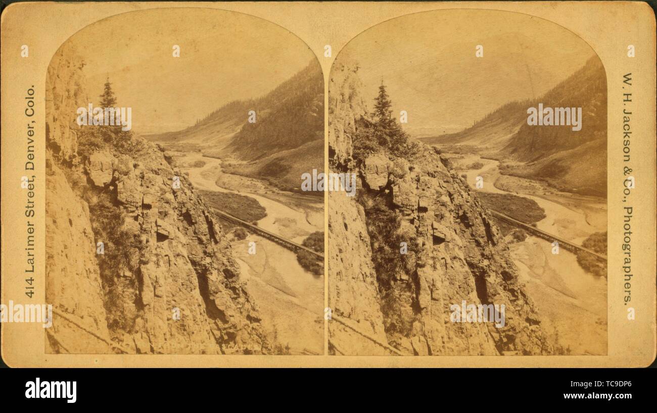 Canyon from the cascades. W. H. Jackson & Co. (Photographer). Robert N. Dennis collection of stereoscopic views United States States Colorado. Stock Photo