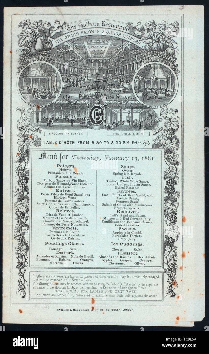 Holborn Dining Room Menu - Daily Menu Held By The Holborn Restaurant At London England Rest Buttolph Frank 1850 1924 Collector The Buttolph Collection Of Stock Photo Alamy - 1,262 likes · 13 talking about this · 8,300 were here.