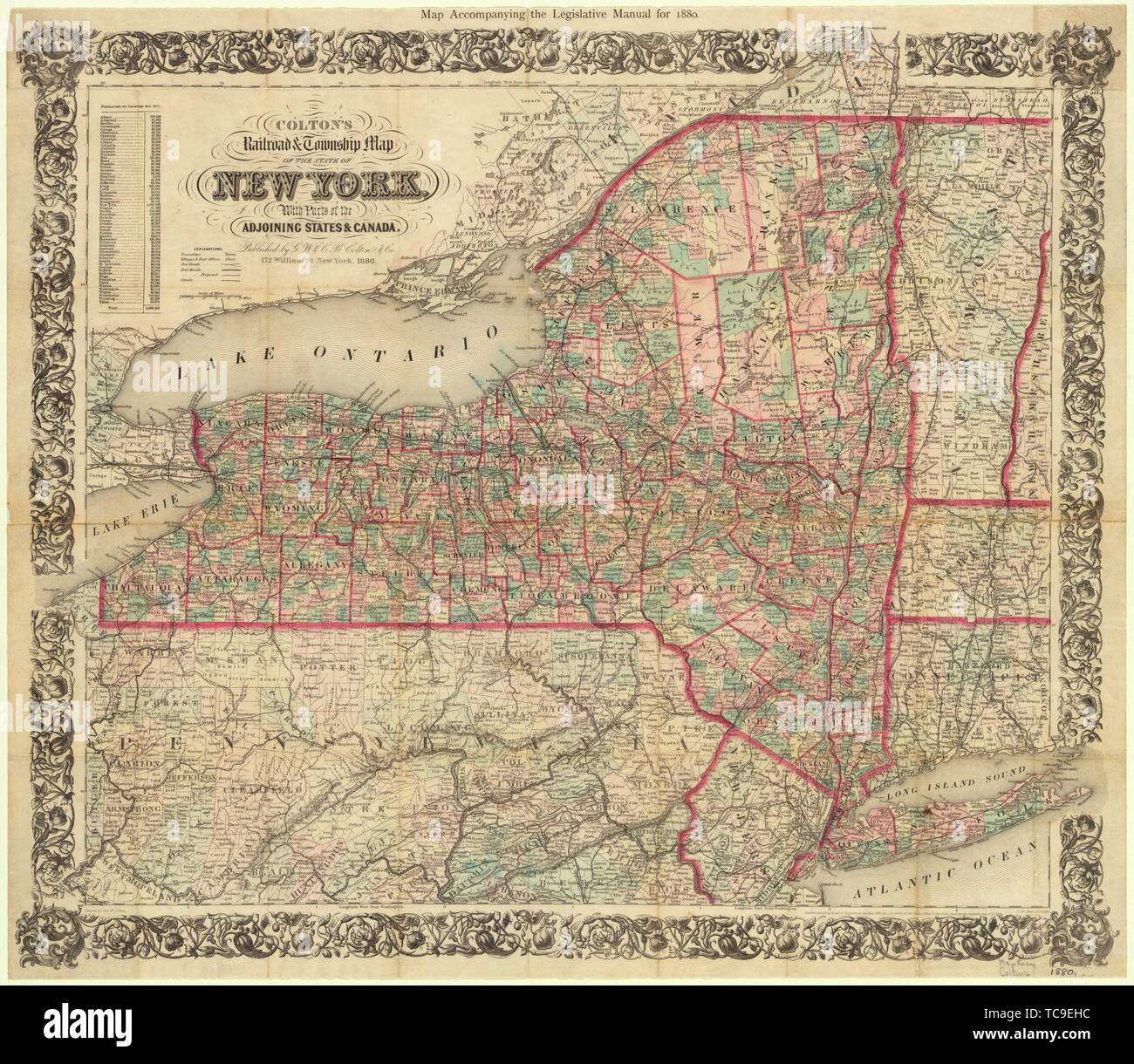 Colton's railroad & township map of the state of New York, with parts