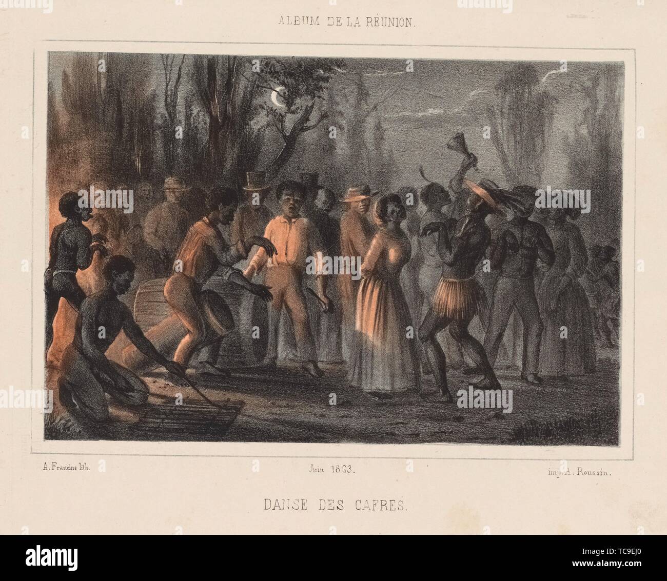 Danse des cafres. Roussin, Antoine, 1819-1894 (Artist) Francine, A. (Lithographer). Prints depicting dance Subjects. Date Issued: 1863-06. Dance, Stock Photo