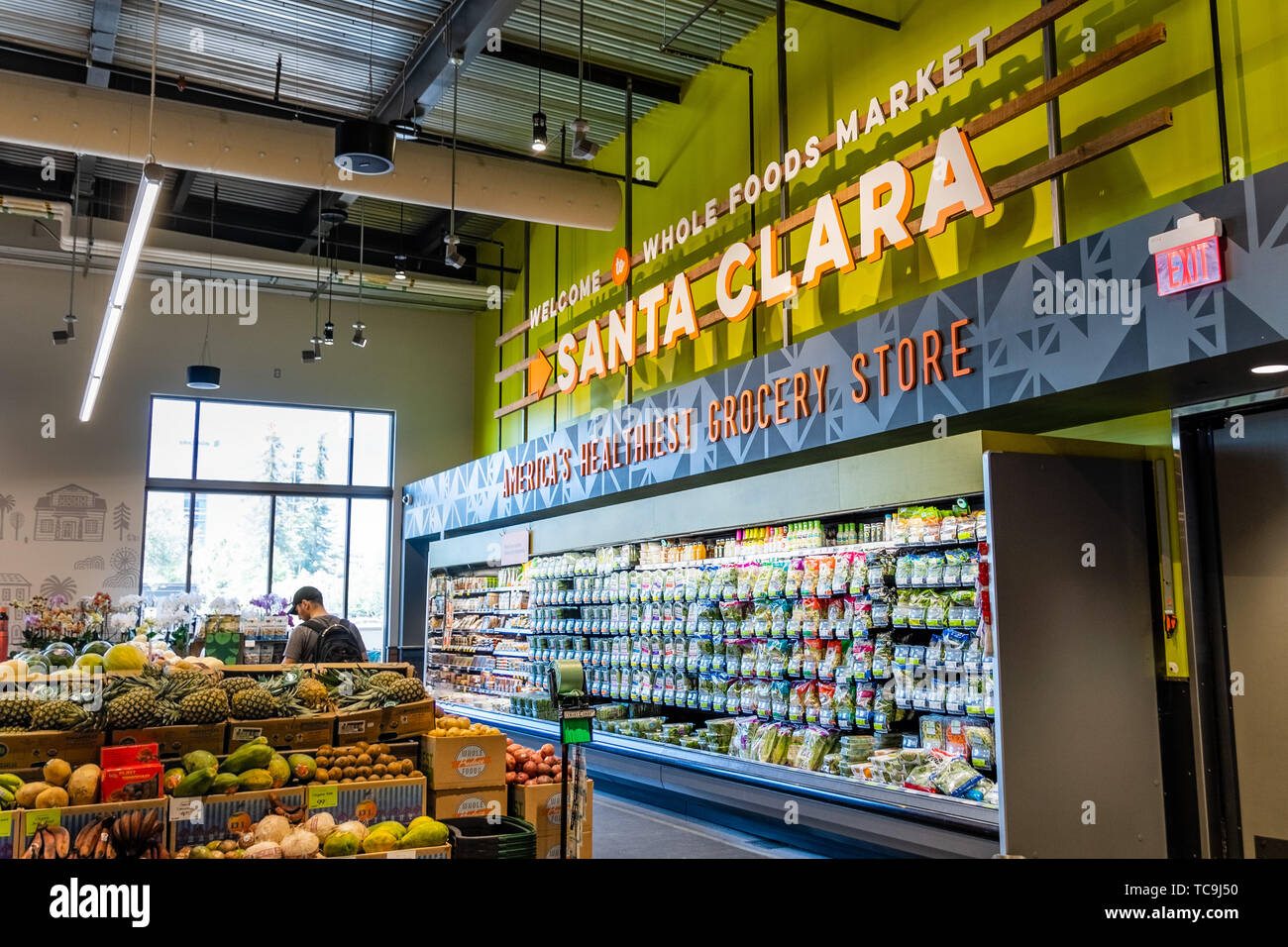 June 3, 2019 Santa Clara / CA / USA - The fruits and vegetables section at Whole Foods, south San Francisco bay area Stock Photo