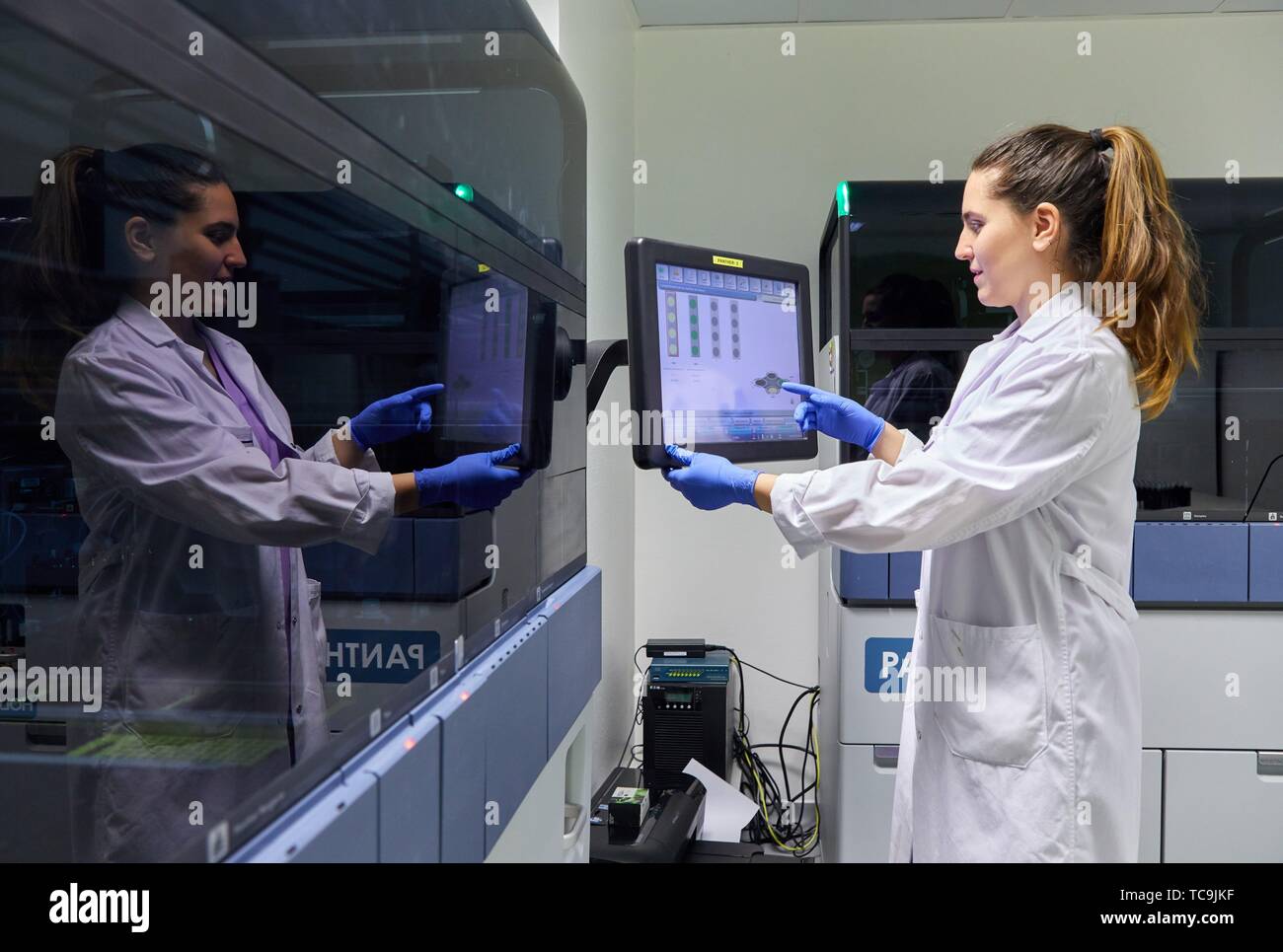 Integrated solutions for molecular tests in the diagnostic laboratory, Cervical cancer screening program. The cervix is the lower part of the uterus. Stock Photo