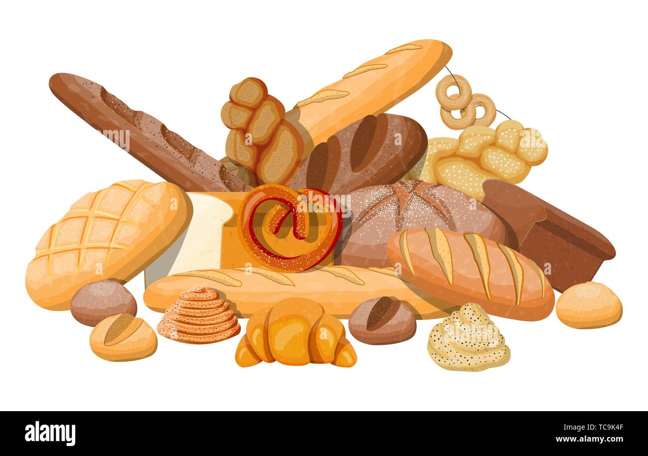 Big bread icons set. Stock Vector