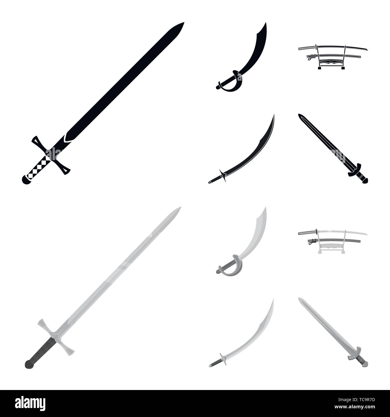 Vector illustration of sword and blade sign. Collection of sword and ...