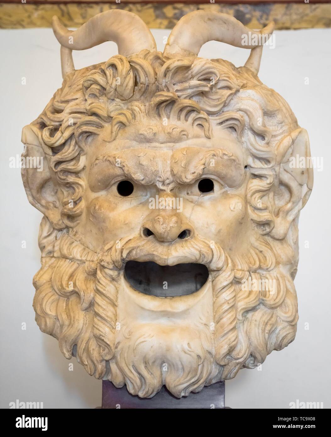 Satan head made of marble, useful for Satanic concept. Stock Photo