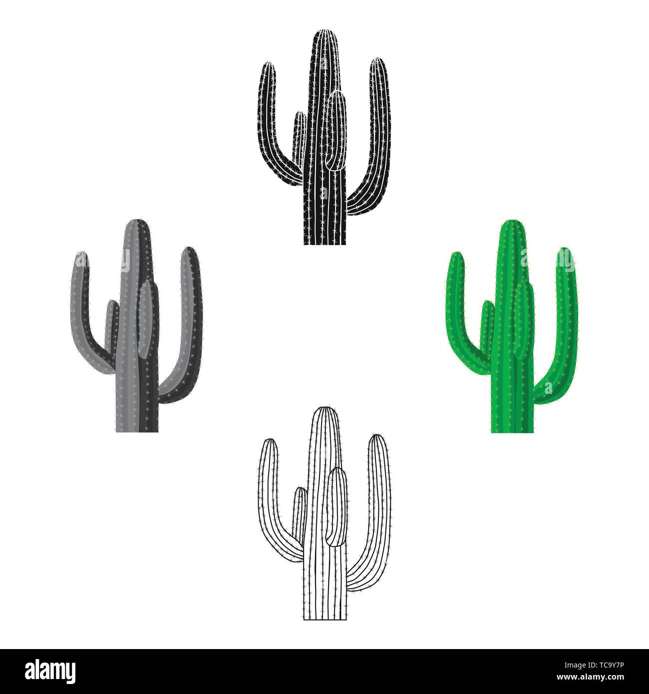 Mexican cactus icon in cartoon,black style isolated on white background.  Mexico country symbol vector illustration Stock Vector Image & Art - Alamy