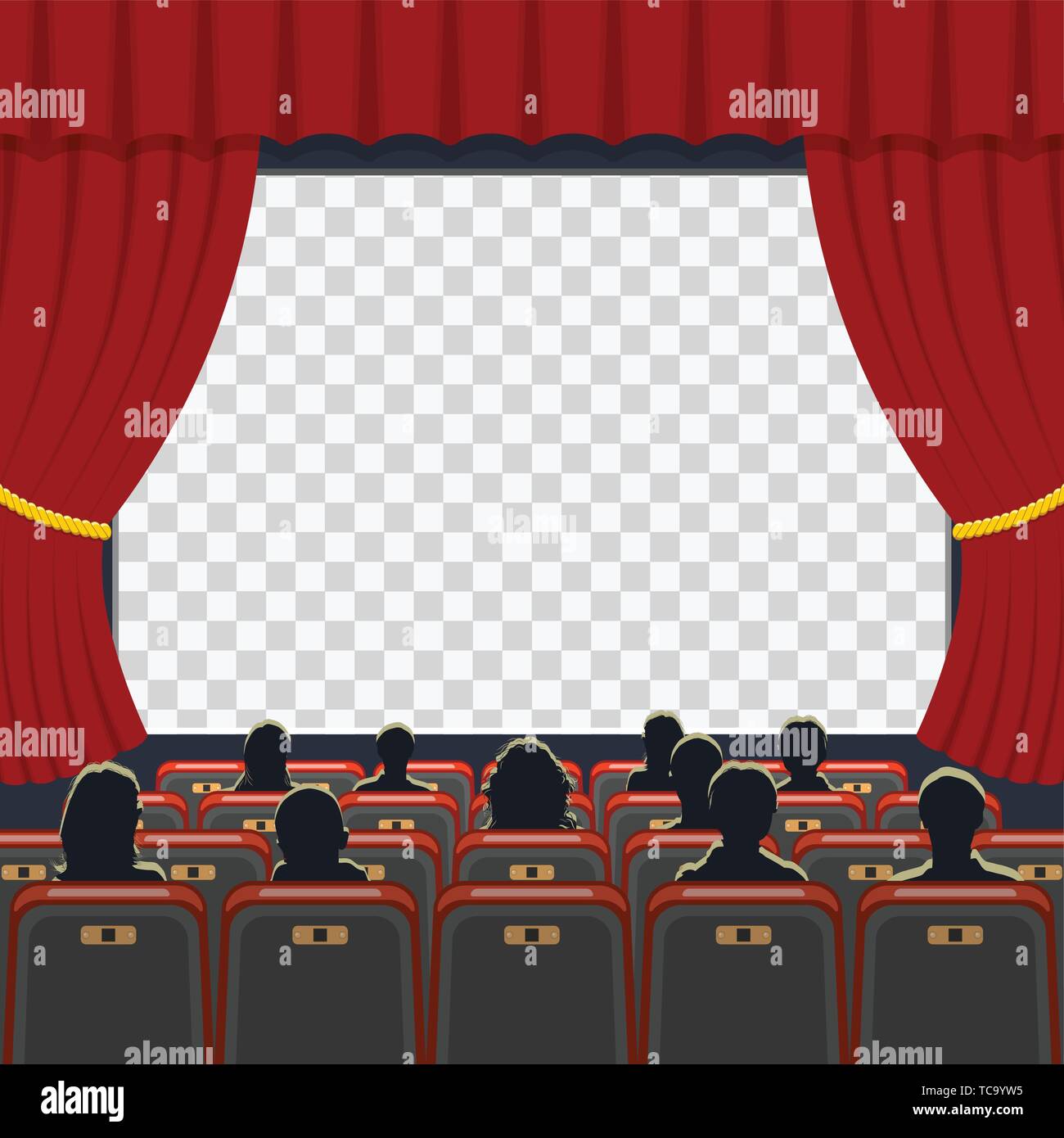 Cinema auditorium with seats and audience Stock Vector
