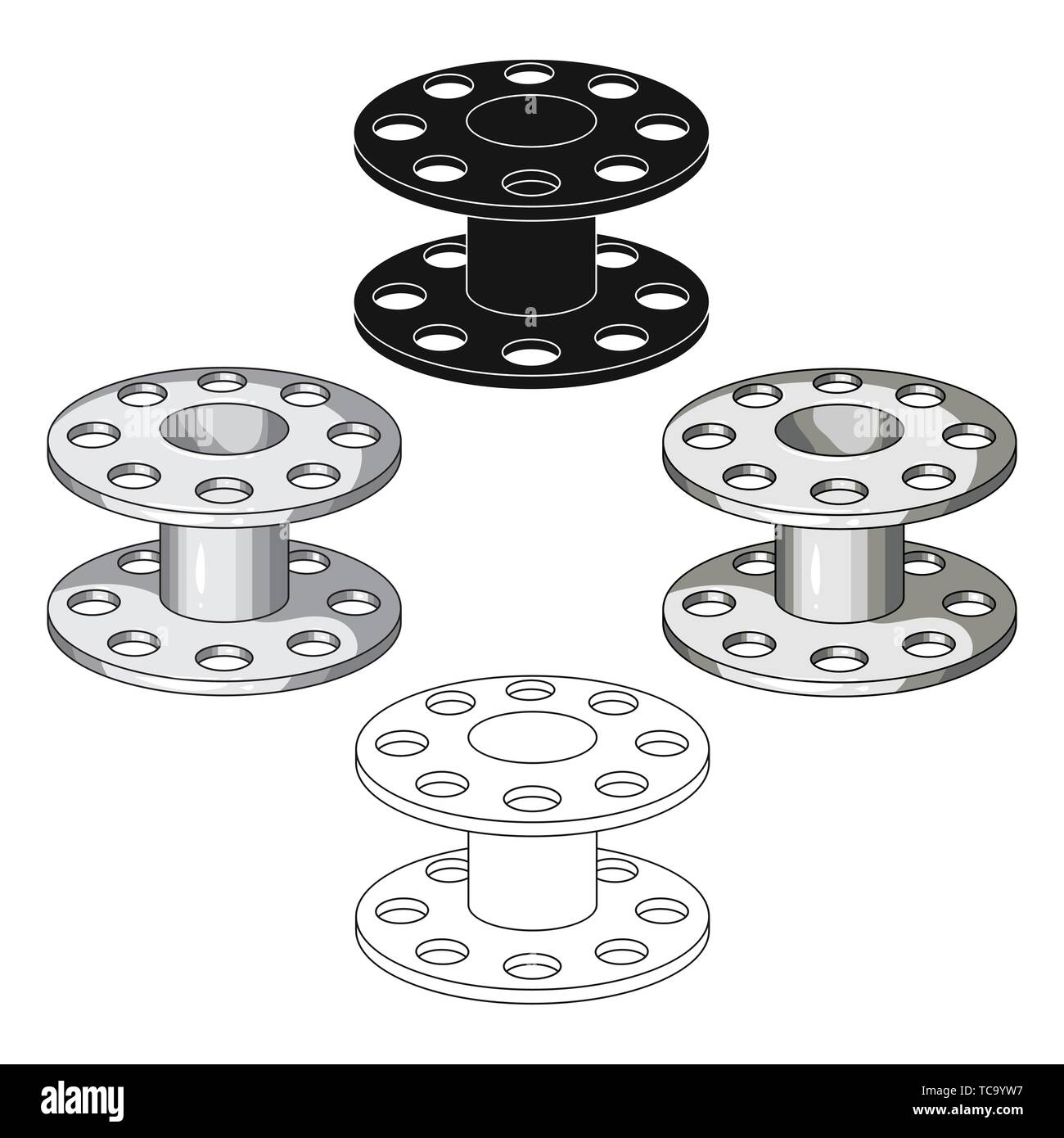 Metal reel for threads.Sewing or tailoring tools kit single icon in ...