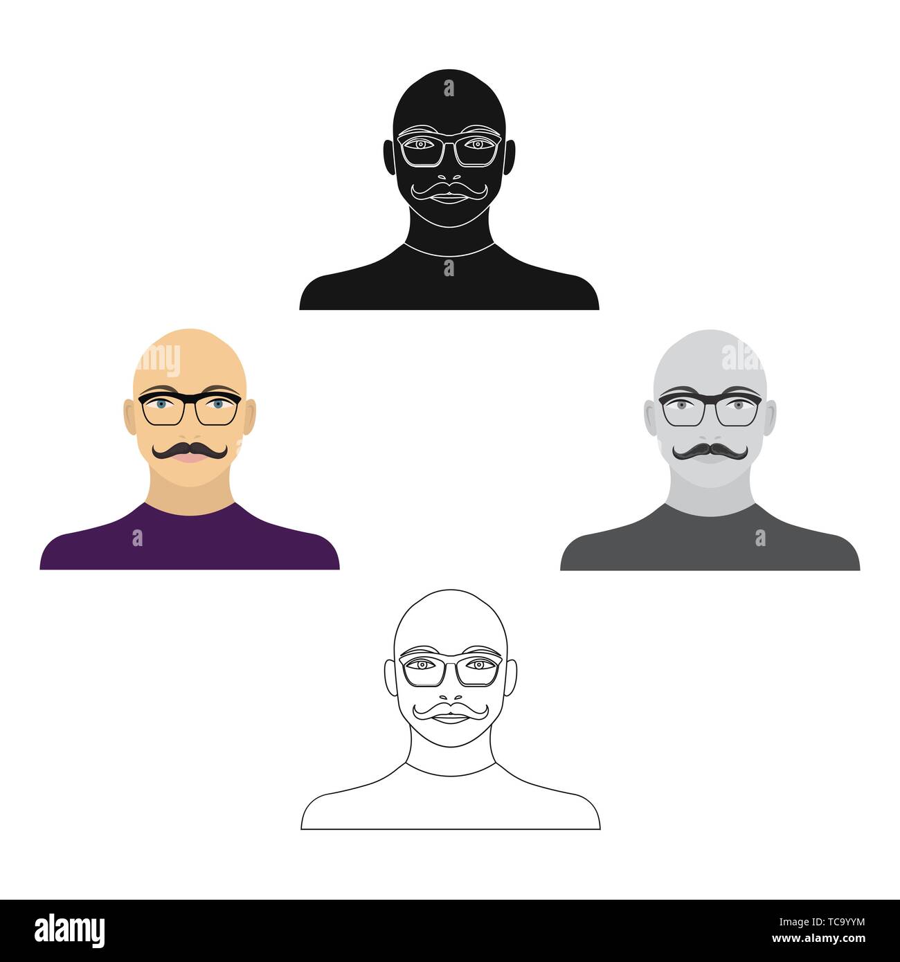 The face of a bald man with a mustache in glasses. Face and appearance single icon in cartoon,black style vector symbol stock illustration Stock Vector Image & Art - Alamy The face of a bald man with a mustache in glasses. Face and appearance single icon in cartoon,black style vector symbol stock illustration Stock Vector Image & Art - Alamy