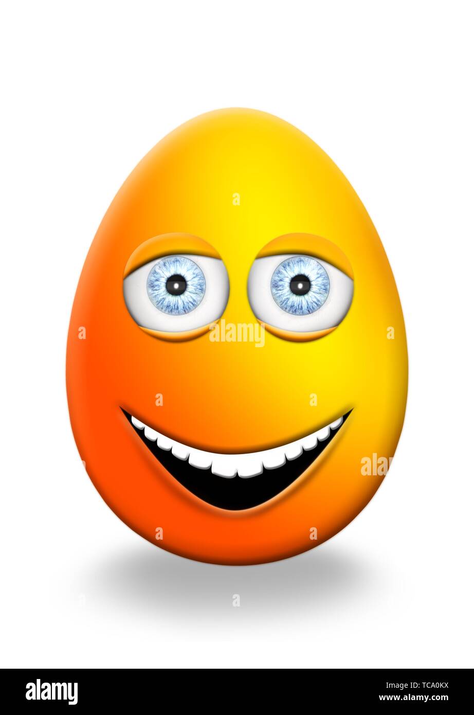 Easter Egg With Eyes and Mouth Feeling Happy and Cheerfull 3D ...
