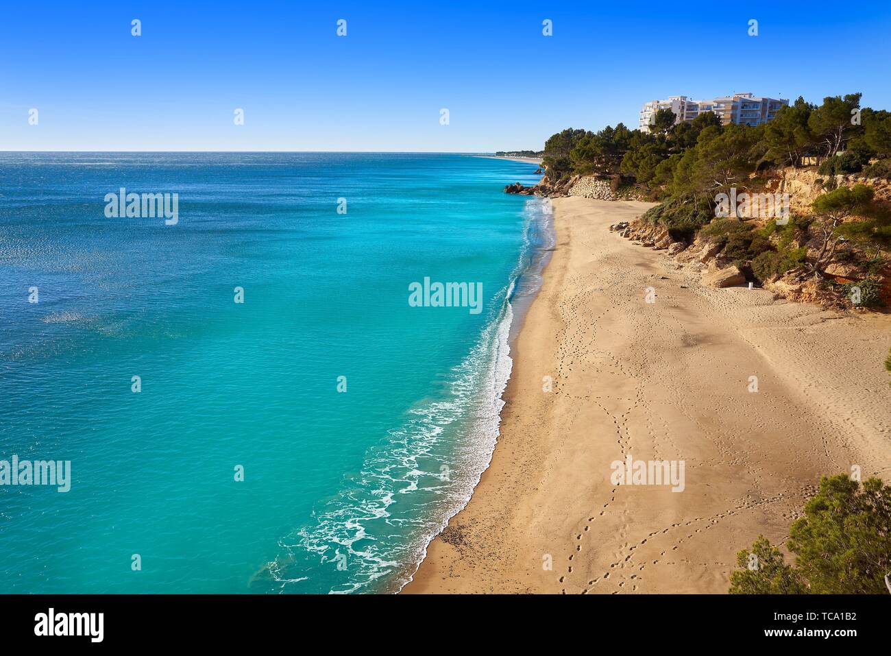 Cala Misteri beach playa in Miami Platja of Tarragona at Costa Dorada of  Catalonia Stock Photo - Alamy