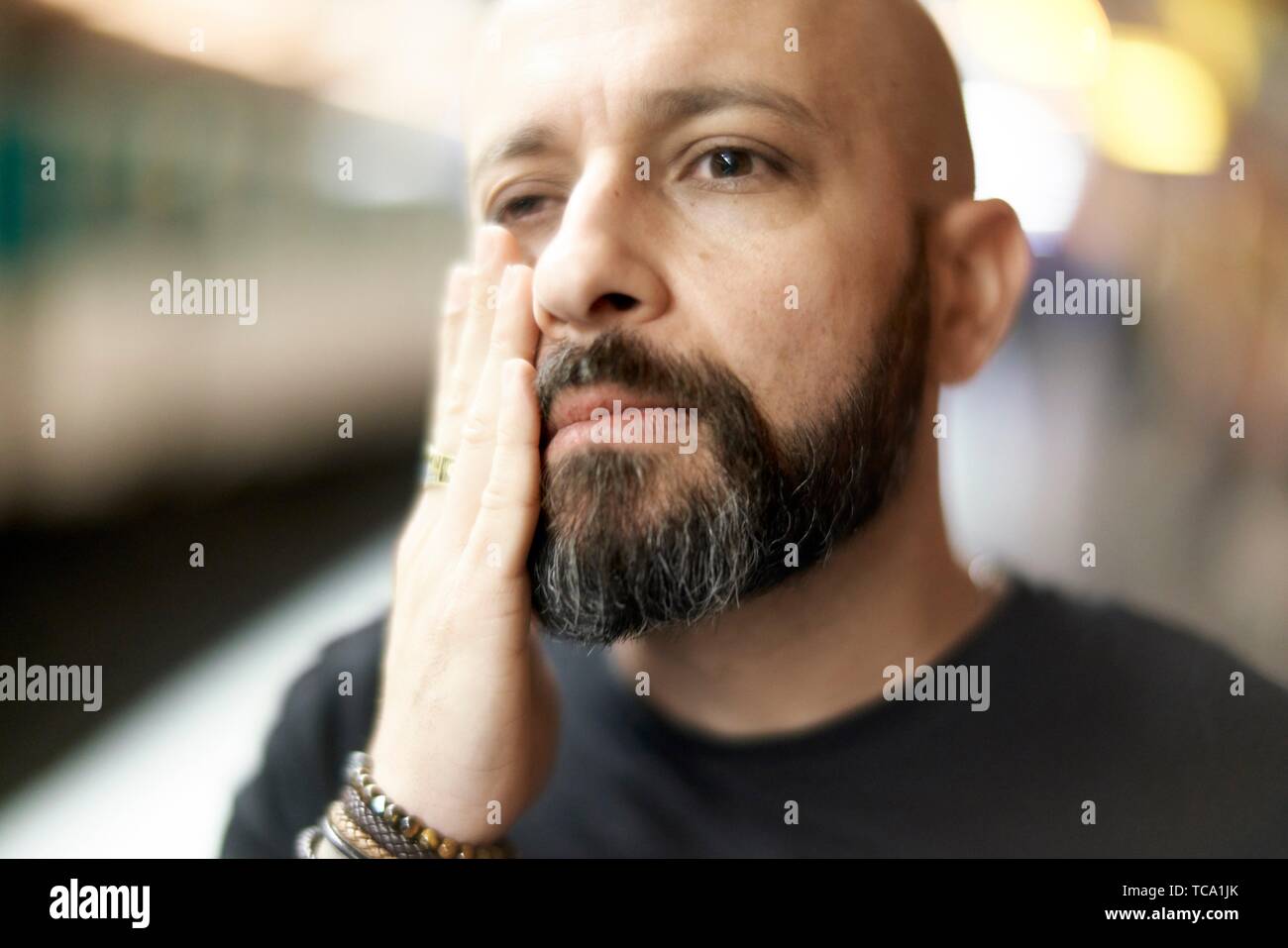 Man in subway station. Paris, France Stock Photo