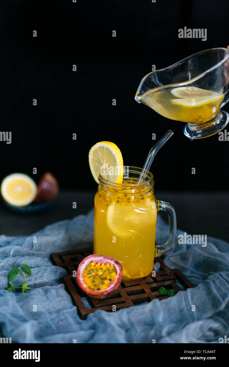 Delicious lemon fruit tea Stock Photo