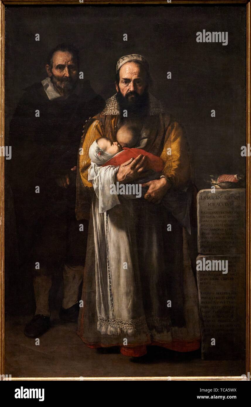 '''The Bearded Woman (Magdalena Ventura with her husband and Son)'', 1631, José de Ribera (Jusepe de Ribera, Lo Spagnoletto), Prado Museum, Madrid, Stock Photo