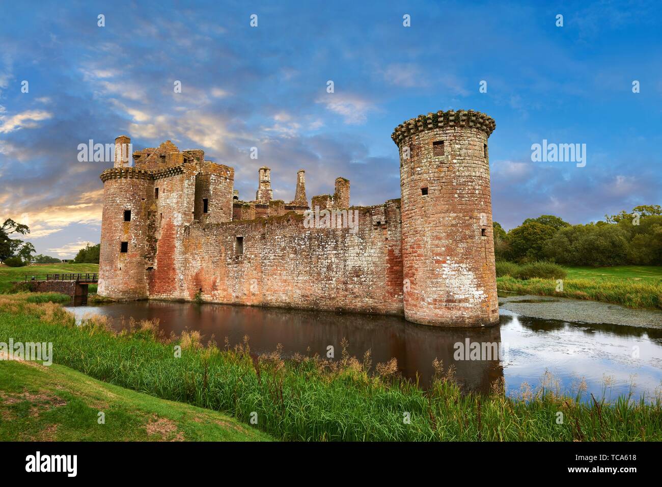 Exterior of Caerlaverock Castle, Dumfries Galloway, Scotland,. Stock Photo