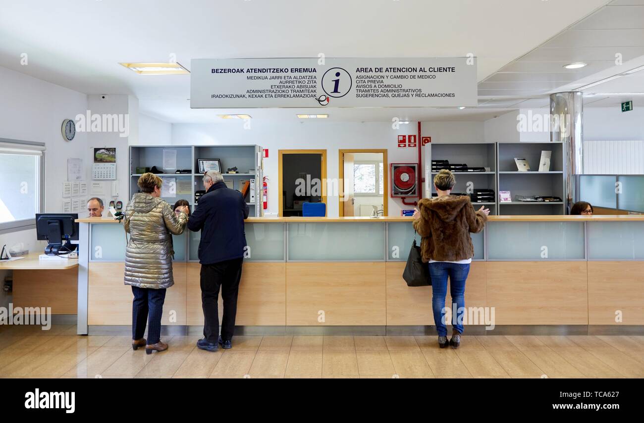 Reception, Health Center Building, Zarautz, Gipuzkoa, Basque Country, Spain Stock Photo