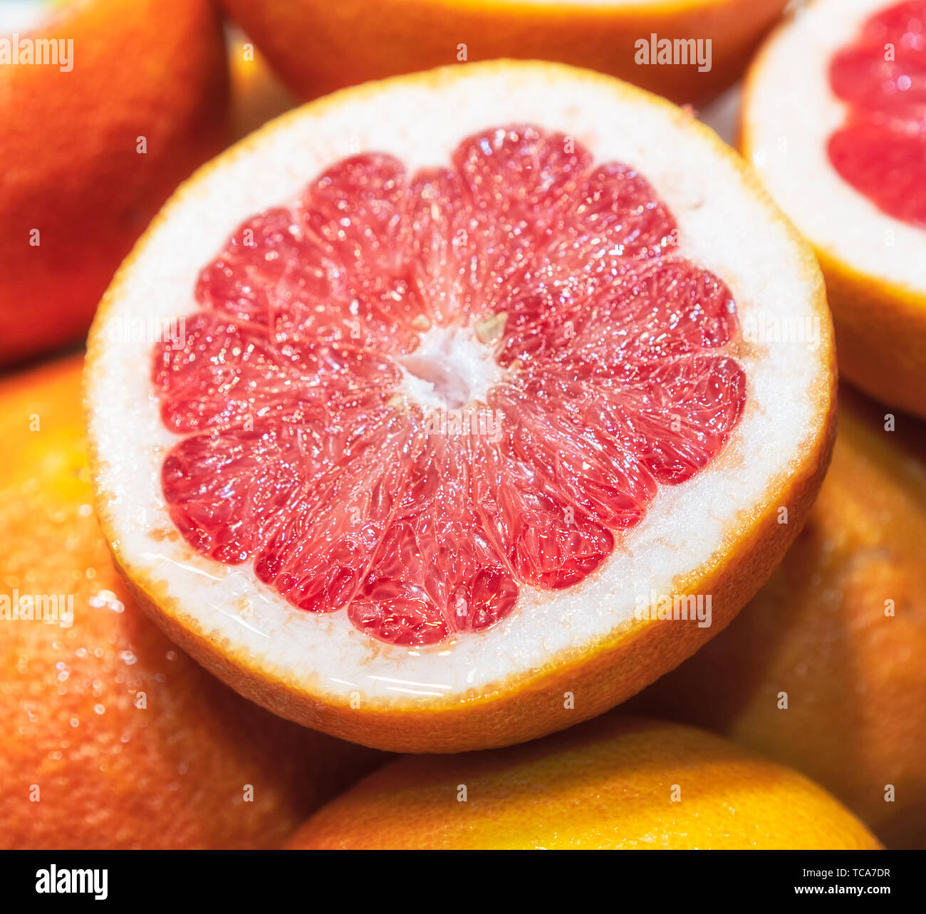 Fresh grapefruit cut Stock Photo