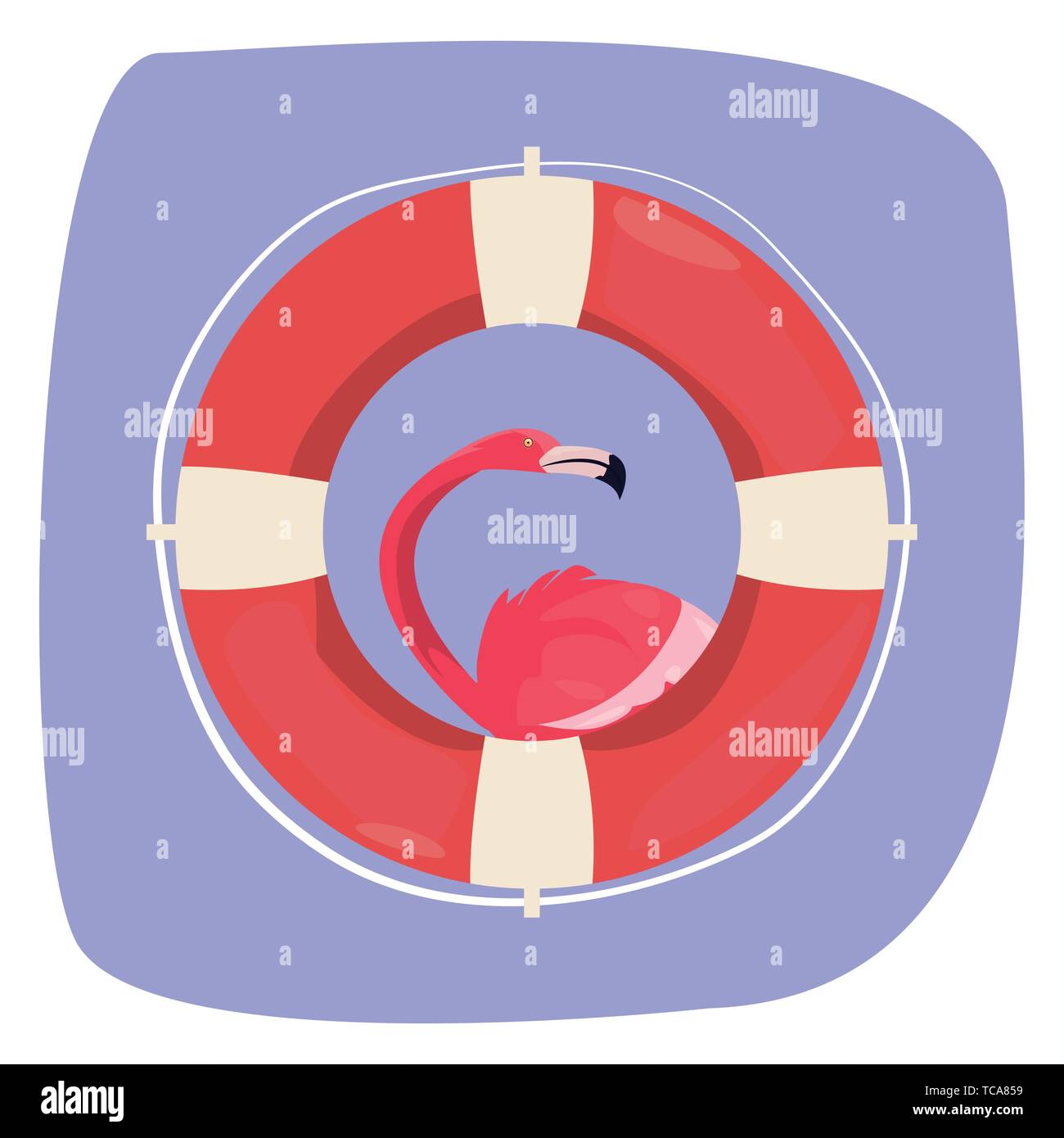 summer time holiday flamingo lifebuoy vector illustration Stock Vector ...