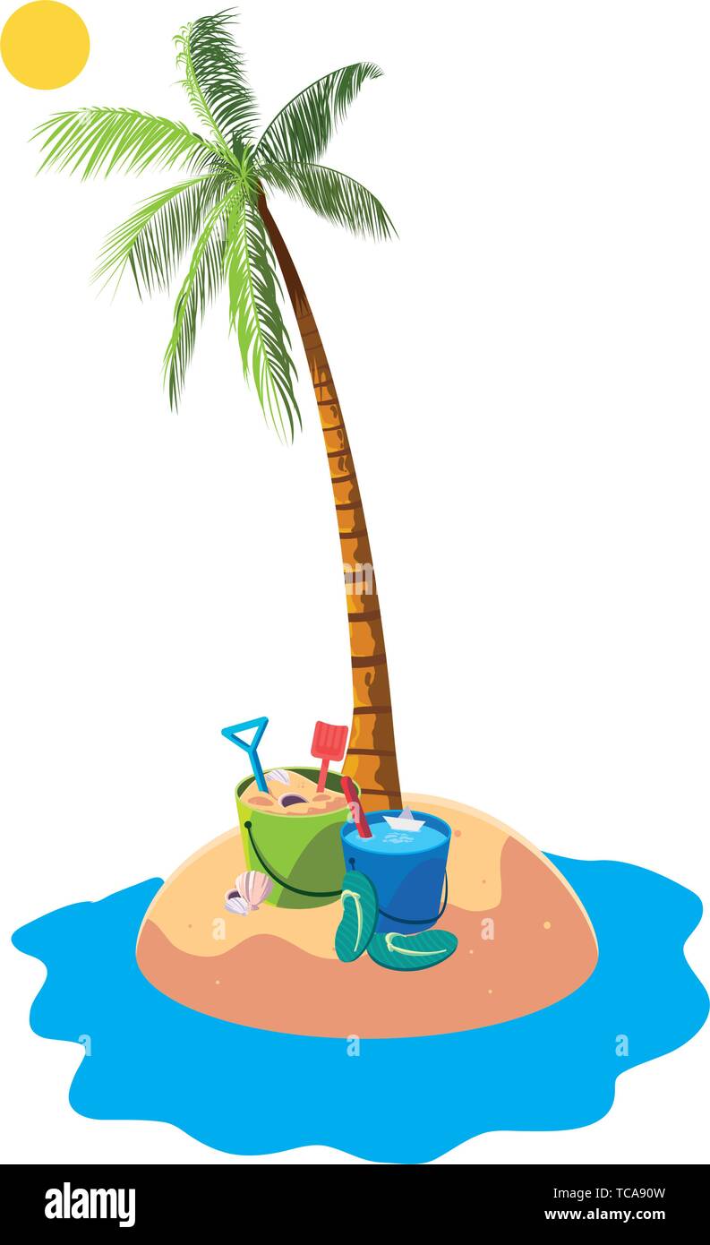 summer beach with palms and flip flops scene vector illustration design ...