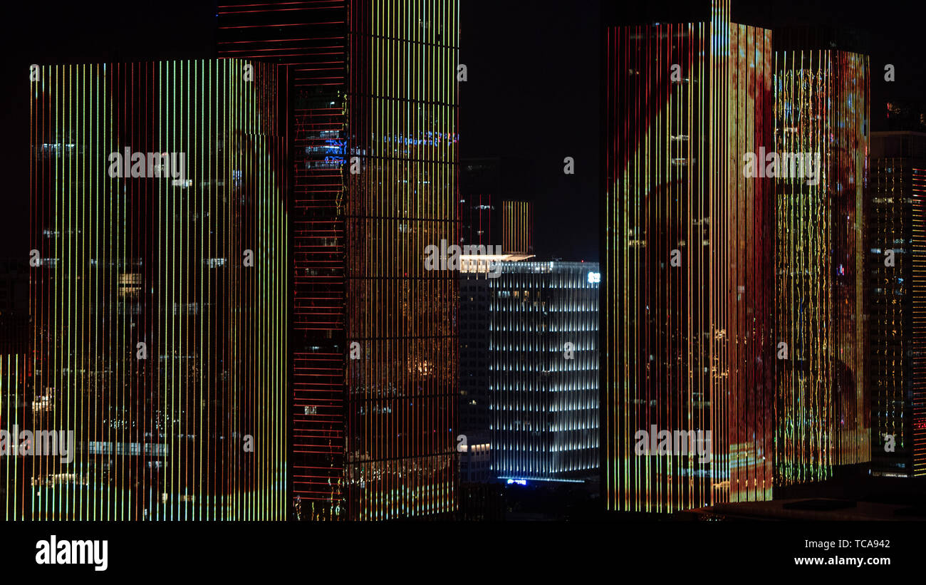 City center, Futian district, Shenzhen, China, 17th, January, 2019: the city center light show Stock Photo