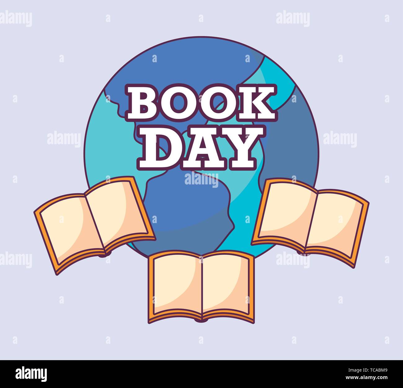 poster of book day international with earth and icons vector