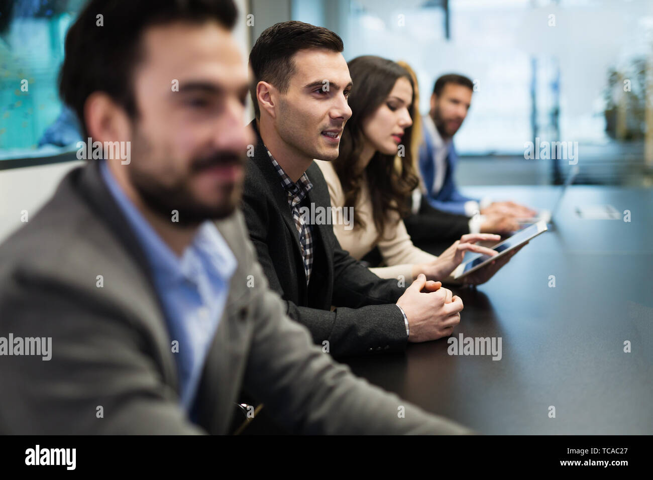 Picture of business people discussing on meeting Stock Photo - Alamy