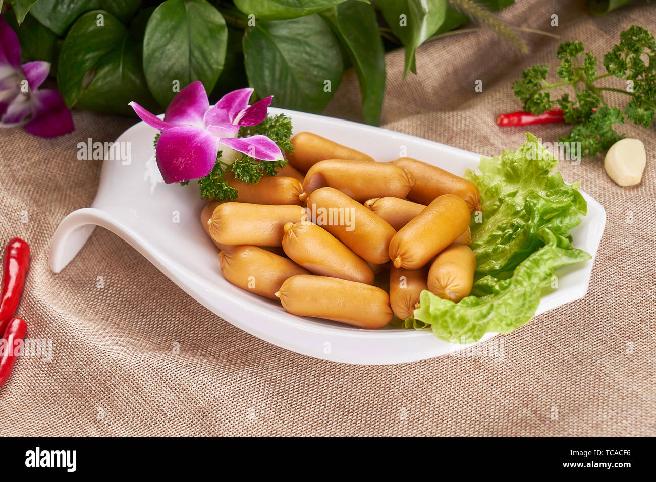 Hot pot side dish raw crispy intestine Stock Photo Alamy
