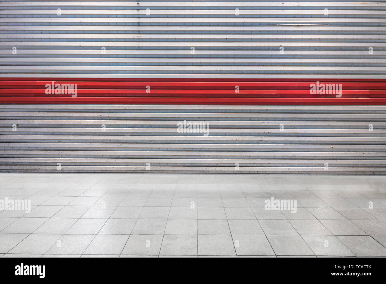 Empty marble floor with pattern wall Stock Photo