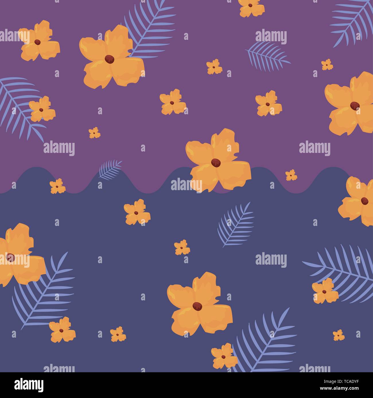 tropical exotic flower leaves background vector illustration Stock ...