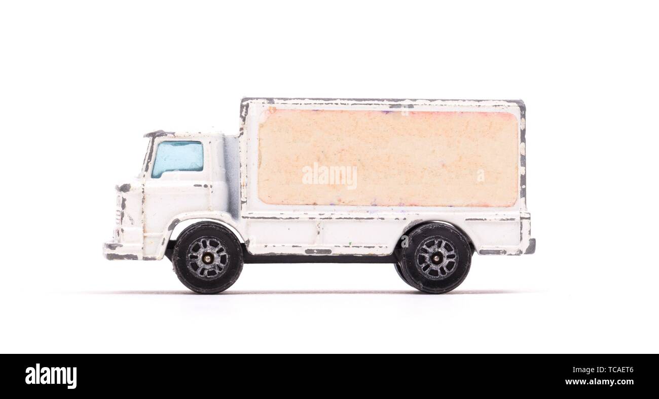 vintage red metal toy truck