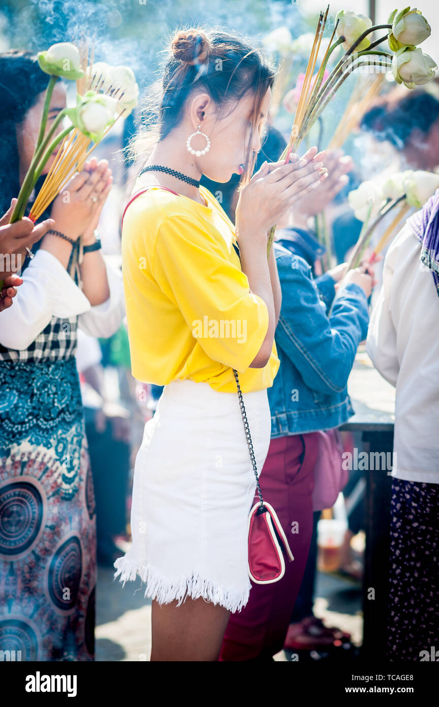 Burning Incense Sticks In Cambodian Temple High Resolution Stock ...